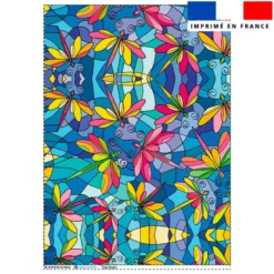 Torchon imprimé vitrail libellule - Création Lita Blanc