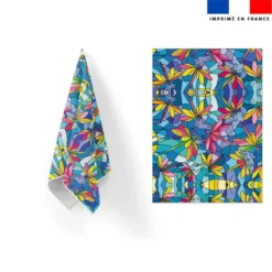 Torchon imprimé vitrail libellule - Création Lita Blanc