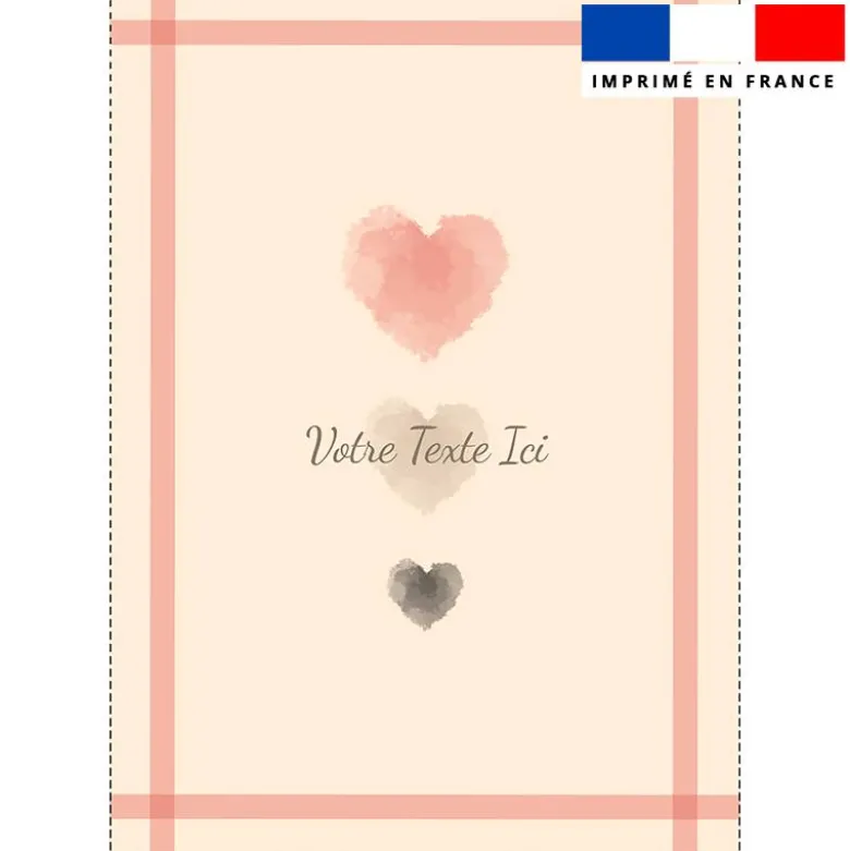 Torchon personnalisé - Trois petits coeurs aquarelle