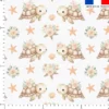 Tortue de mer fleurie - Fond blanc cassé