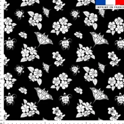 Tortue et raie blanches - Fond noir