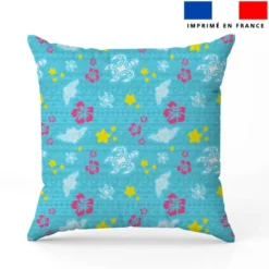Tortue et raie manta maori blanche - Fond bleu
