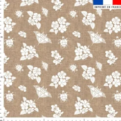 Tortue et raie maori - Fond effet toile de jute