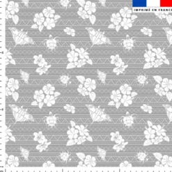 Tortue et raie maori - Fond gris