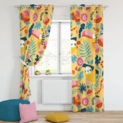 Toucan et paresseux jungle - Fond jaune