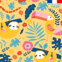 Toucan et paresseux jungle - Fond jaune
