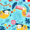 Toucan et paresseux jungle - Fond bleu