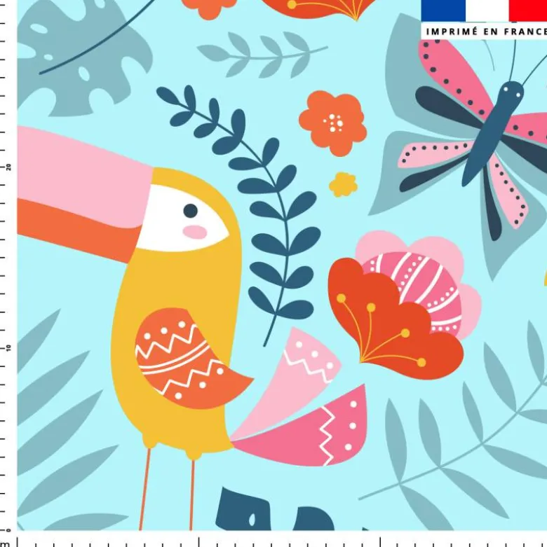 Toucan et paresseux jungle - Fond bleu