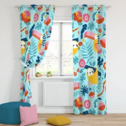 Toucan et paresseux jungle - Fond bleu