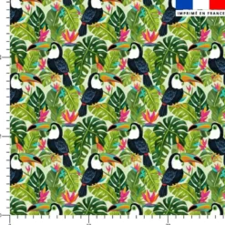 Toucans Et Feuillage Tropical - Fond Vert