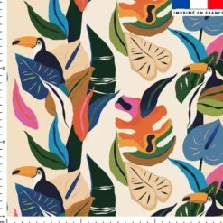 Toucan tropical multicolore - Fond beige