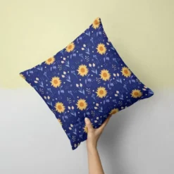 Tournesol et bourgeon - Fond bleu foncé