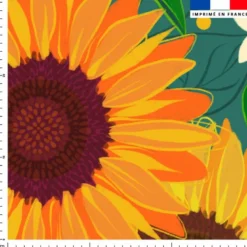 Tournesol - Fond vert - Création Pilar Berrio