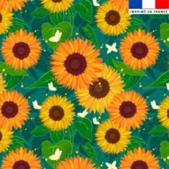Tournesol - Fond vert - Création Pilar Berrio