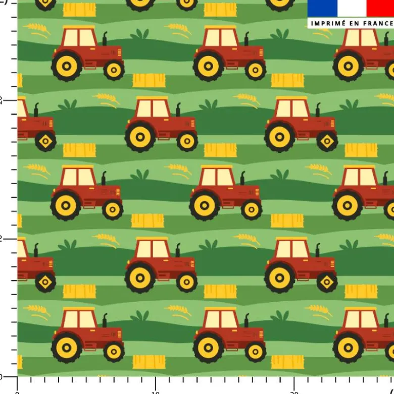 Tracteur et campagne - Fond vert
