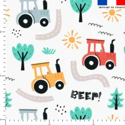 Tracteur à la campagne - Fond blanc