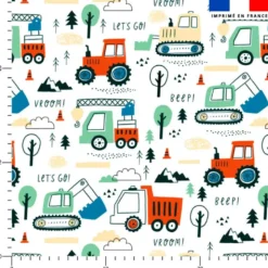 Tracteur rouge et vert - Fond blanc