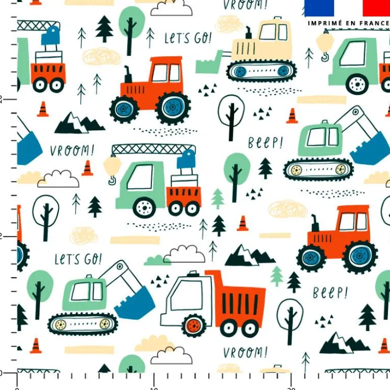 Tracteur rouge et vert - Fond blanc