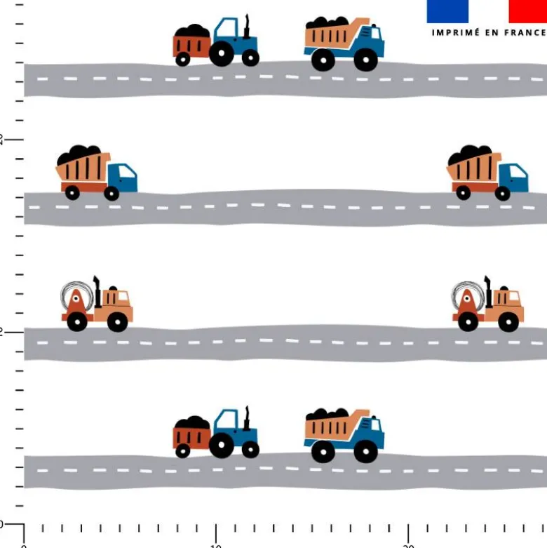 Tracteur sur route - Fond blanc