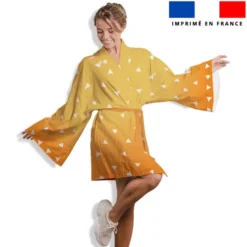 Triangles blancs dégradé orange - Fond jaune