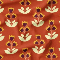 Trio de fleur jaune et violette - Fond terracotta
