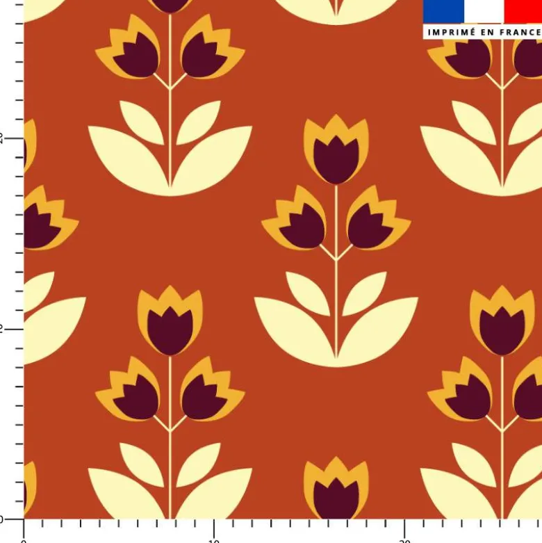 Trio de fleur jaune et violette - Fond terracotta