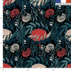 Tête de mort et fleur bleue - Fond noir - Création Andréa Leonelli