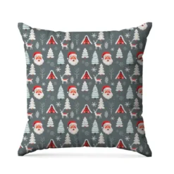 Tête de père noel et sapin- Fond gris