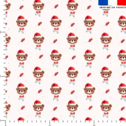 Tête ours de noel- Fond crème