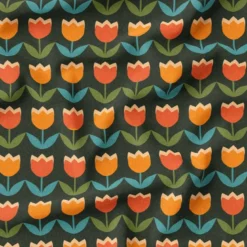 Tulipe géométrique multicolore - Fond vert foncé