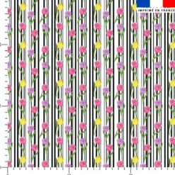 Tulipes et rayures - Fond blanc
