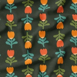 Tulipes oranges et roses - Fond vert foncé