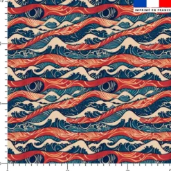 Vague asiatique - Fond bleu foncé
