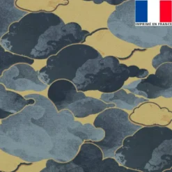 Velours beige imprimé nuage gris