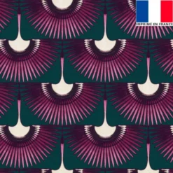 Velours bleu canard imprimé ailes grue