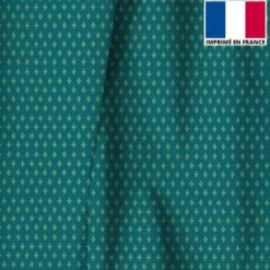 Velours bleu canard motif poinçon de lys jaune clair