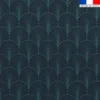 Velours bleu marine imprimé écaille vert canard