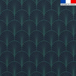 Velours bleu marine imprimé écaille vert canard