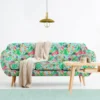 Velours bleu motif fruit tropical