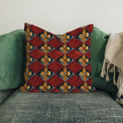 Velours bleu motif losange fleur ethnique