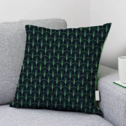 Velours bleu nuit imprimé écaille vert