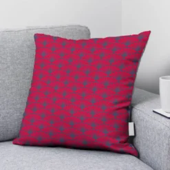 Velours bleu turquin motif éventail pétale rouge