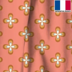Velours corail imprimé fleur vintage seventies