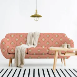 Velours corail imprimé fleur vintage seventies