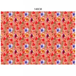 Velours corail imprimé peinture de fleurs rouges et bleues