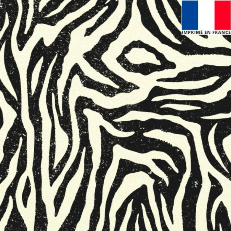 Velours écru imprimé zèbre effet vintage