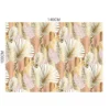 Velours écru motif feuilles art déco roses et or