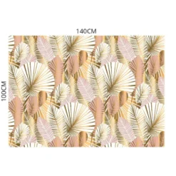 Velours écru motif feuilles art déco roses et or