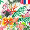 Velours écru motif fruit tropical