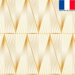 Velours écru motif grand triangle quadrillage doré